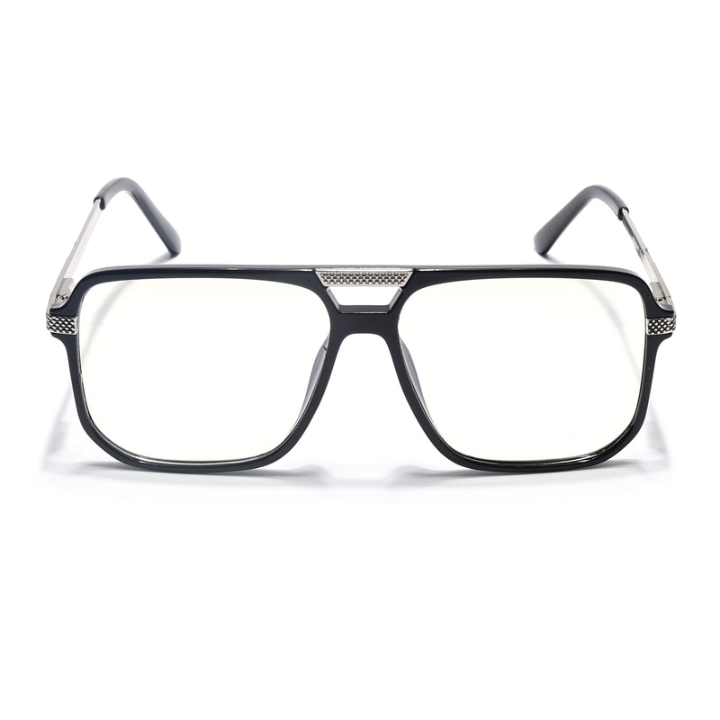 EyeJack Titex Shine Black & Silver Wayfarer Eyeglasses for Men & Women (18901CL250-C2)