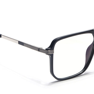 EyeJack Titex Shine Black & Silver Wayfarer Eyeglasses for Men & Women (18901CL250-C2)