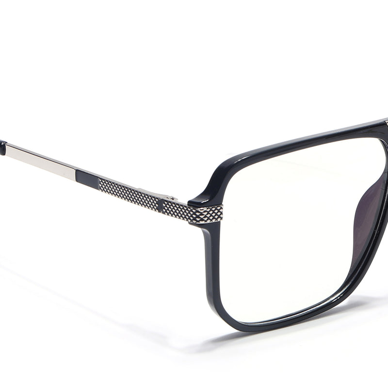 EyeJack Titex Shine Black & Silver Wayfarer Eyeglasses for Men & Women (18901CL250-C2)