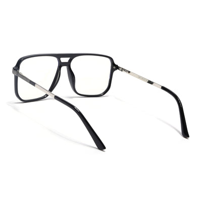 EyeJack Titex Shine Black & Silver Wayfarer Eyeglasses for Men & Women (18901CL250-C2)