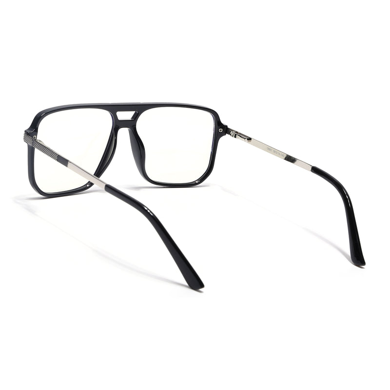 EyeJack Titex Shine Black & Silver Wayfarer Eyeglasses for Men & Women (18901CL250-C2)