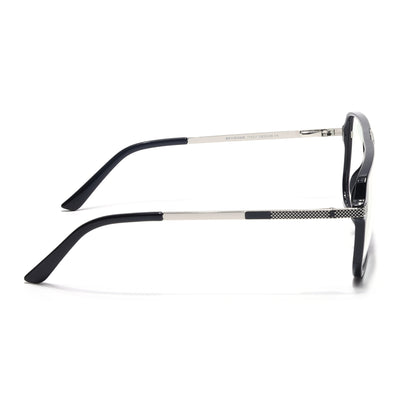 EyeJack Titex Shine Black & Silver Wayfarer Eyeglasses for Men & Women (18901CL250-C2)