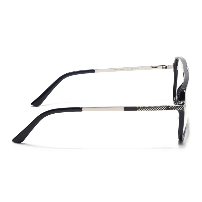 EyeJack Titex Shine Black & Silver Wayfarer Eyeglasses for Men & Women (18901CL250-C2)