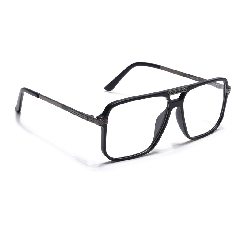 EyeJack Titex Matt Black & Grey Wayfarer Eyeglasses for Men & Women (18901CL252-C4)