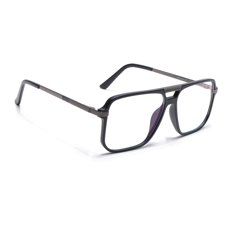EyeJack Titex Matt Black & Grey Wayfarer Eyeglasses for Men & Women (18901CL252-C4)