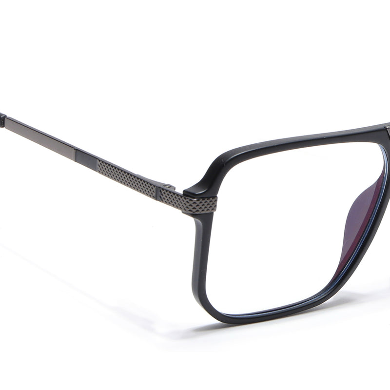 EyeJack Titex Matt Black & Grey Wayfarer Eyeglasses for Men & Women (18901CL252-C4)