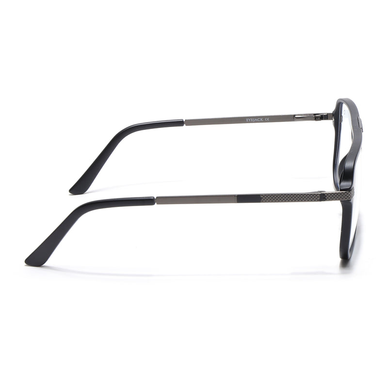 EyeJack Titex Matt Black & Grey Wayfarer Eyeglasses for Men & Women (18901CL252-C4)