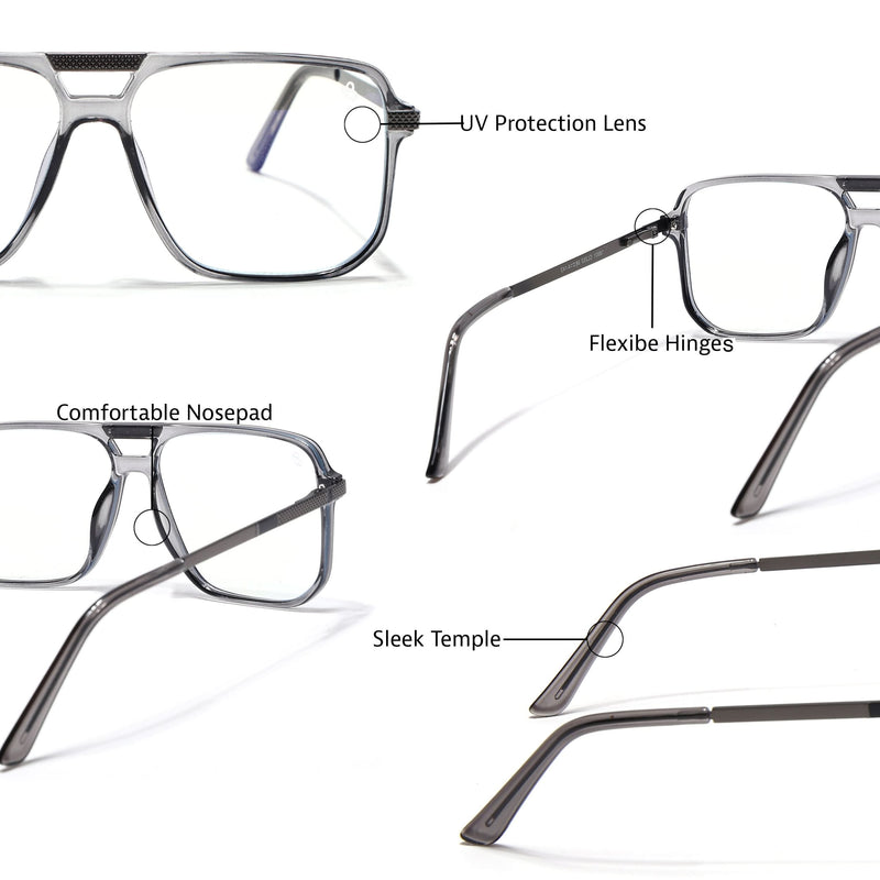 EyeJack Titex Shine Grey Wayfarer Eyeglasses for Men & Women (18901CL253-C5)