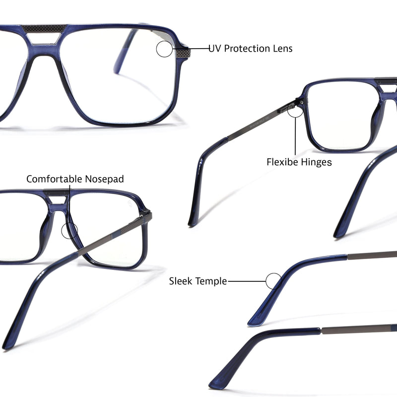 EyeJack Titex Blue Wayfarer Eyeglasses for Men & Women (18901CL258-C10)