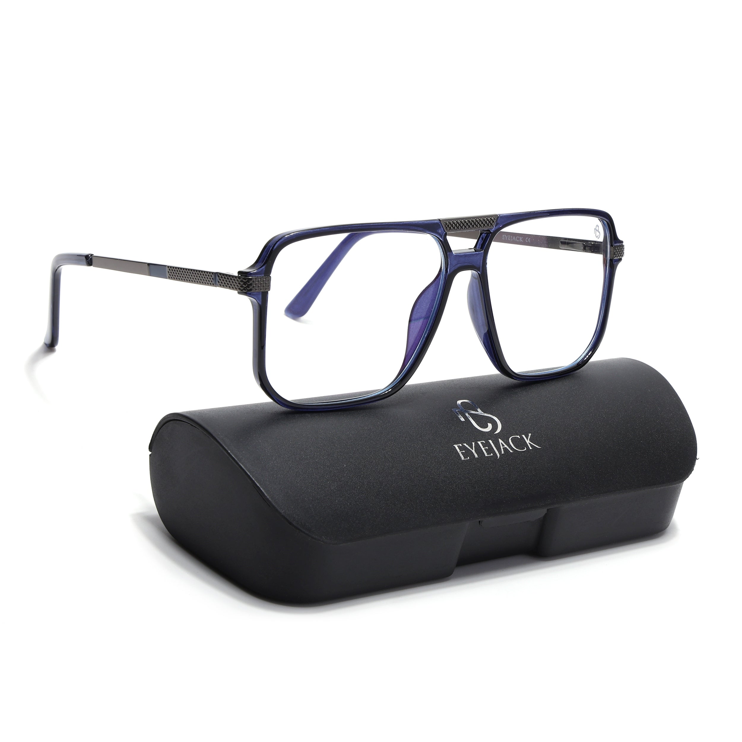 EyeJack Titex Blue Wayfarer Eyeglasses for Men & Women (18901CL258-C10)