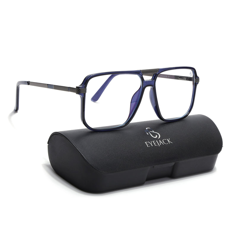 EyeJack Titex Blue Wayfarer Eyeglasses for Men & Women (18901CL258-C10)