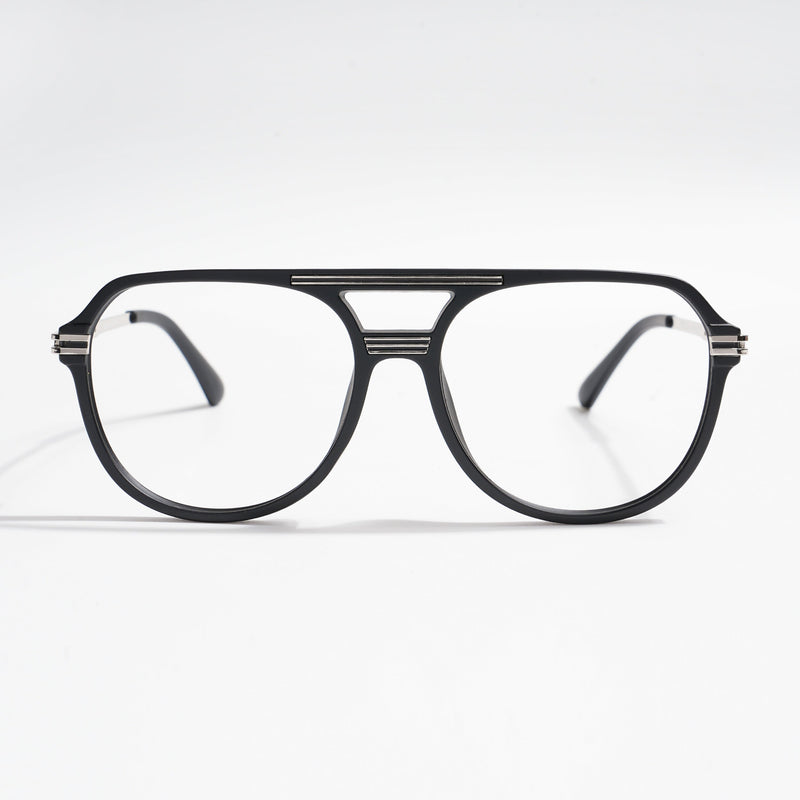 EyeJack Titex Matt Black & Silver Wayfarer Eyeglasses for Men & Women (18902CL260-C1)