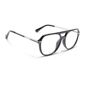 EyeJack Titex Shine Black & Silver Wayfarer Eyeglasses for Men & Women (18902CL261-C2)
