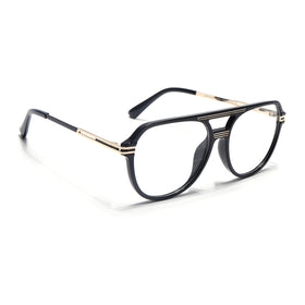 EyeJack Titex Shine Black & Golden Wayfarer Eyeglasses for Men & Women (18902CL262-C3)