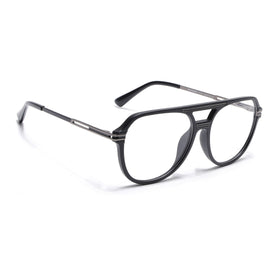 EyeJack Titex Matt Black & Grey Wayfarer Eyeglasses for Men & Women (18902CL263-C4)