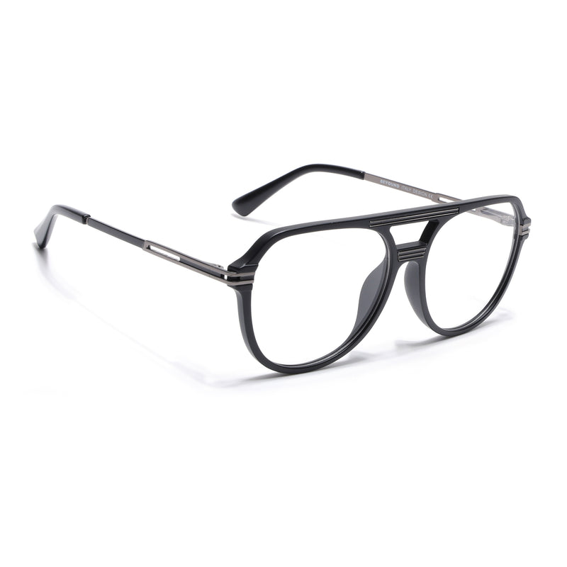 EyeJack Titex Matt Black & Grey Wayfarer Eyeglasses for Men & Women (18902CL263-C4)