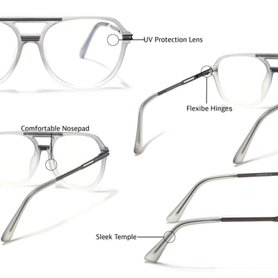 EyeJack Titex Matt Grey Wayfarer Eyeglasses for Men & Women (18902CL265-C6)