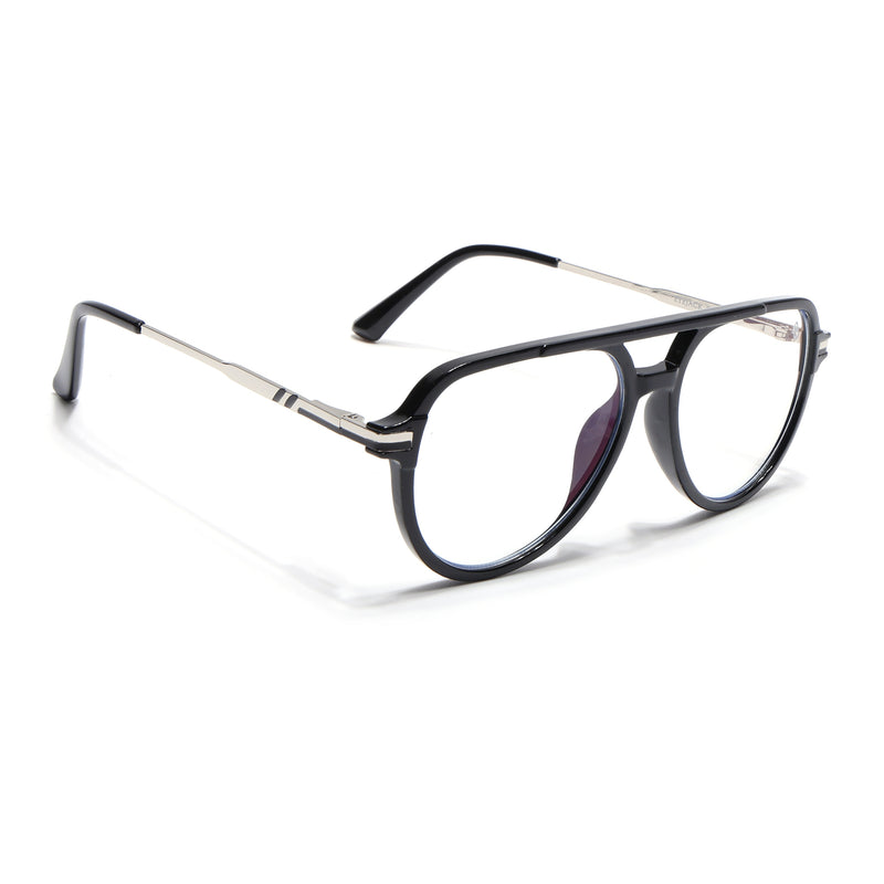 EyeJack Titex Shine Black & Silver Wayfarer Eyeglasses for Men & Women (18903CL349-C2)