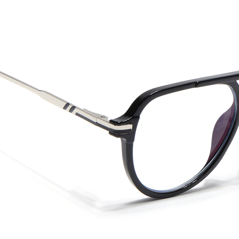 EyeJack Titex Shine Black & Silver Wayfarer Eyeglasses for Men & Women (18903CL349-C2)
