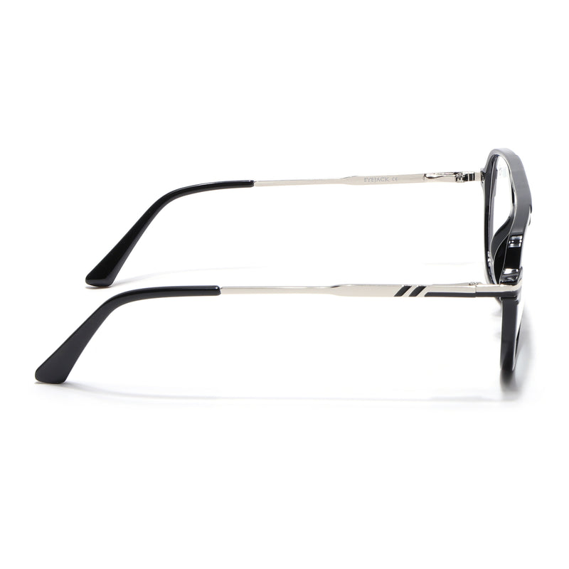 EyeJack Titex Shine Black & Silver Wayfarer Eyeglasses for Men & Women (18903CL349-C2)