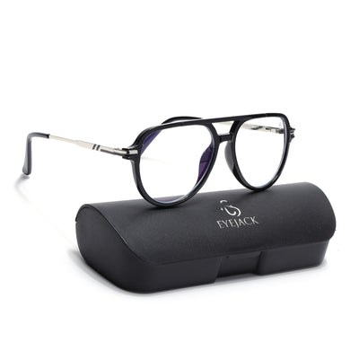 EyeJack Titex Shine Black & Silver Wayfarer Eyeglasses for Men & Women (18903CL349-C2)