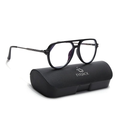 EyeJack Titex Matt Black & Grey Wayfarer Eyeglasses for Men & Women (18903CL351-C4)