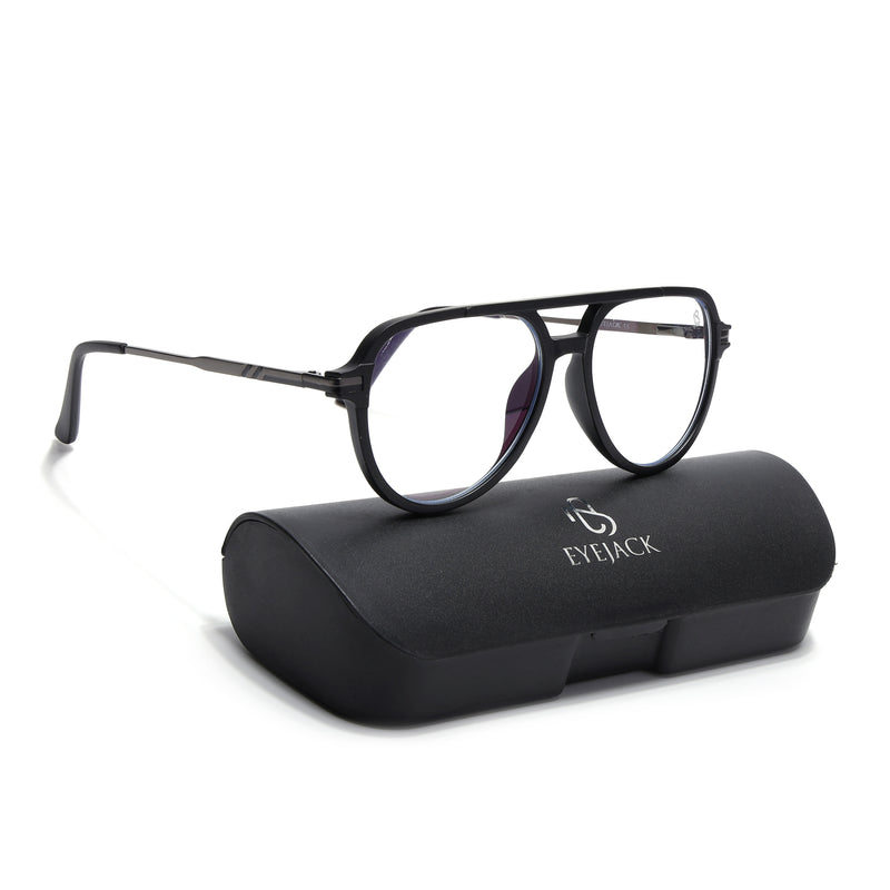 EyeJack Titex Matt Black & Grey Wayfarer Eyeglasses for Men & Women (18903CL351-C4)