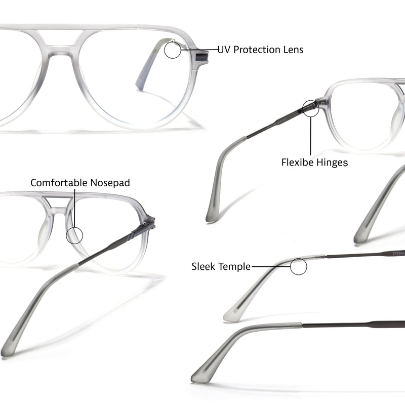 EyeJack Titex Matt Grey Wayfarer Eyeglasses for Men & Women (18903CL353-C6)