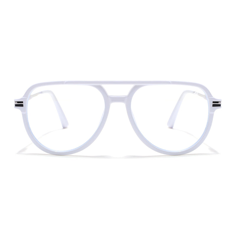EyeJack Titex White & Silver Wayfarer Eyeglasses for Men & Women (18903CL355-C8)