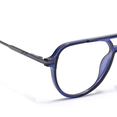 EyeJack Titex Blue & Silver Wayfarer Eyeglasses for Men & Women (18903CL357-C10)