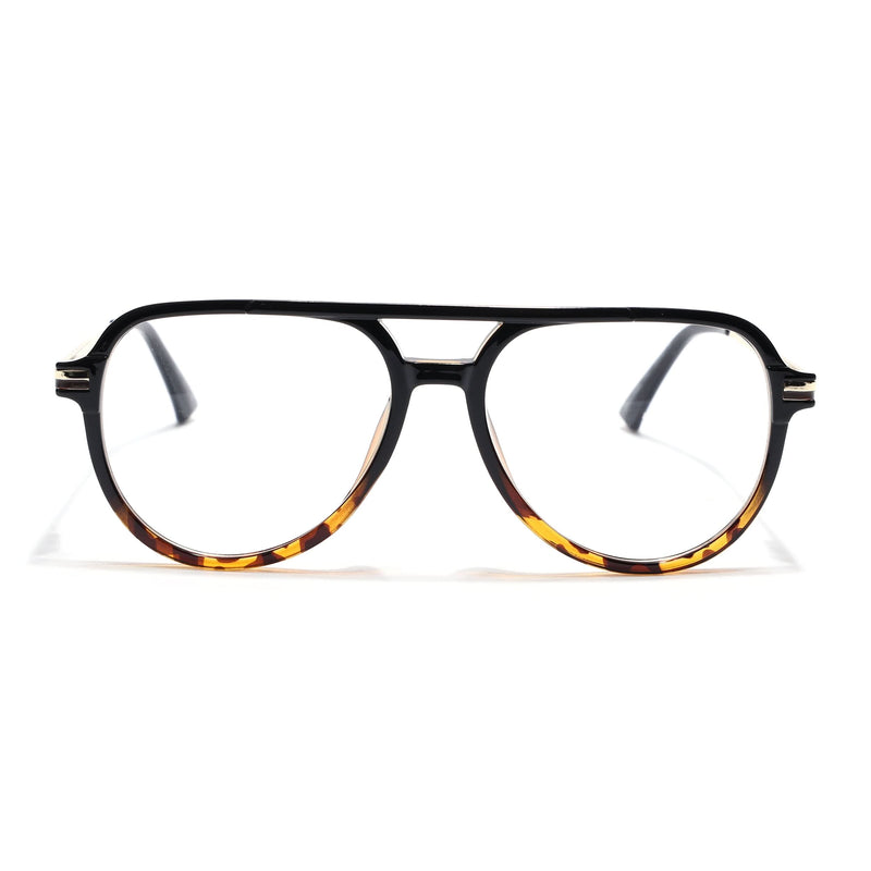 EyeJack Titex Demi Brown & Golden Wayfarer Eyeglasses for Men & Women (18903CL358-C11)