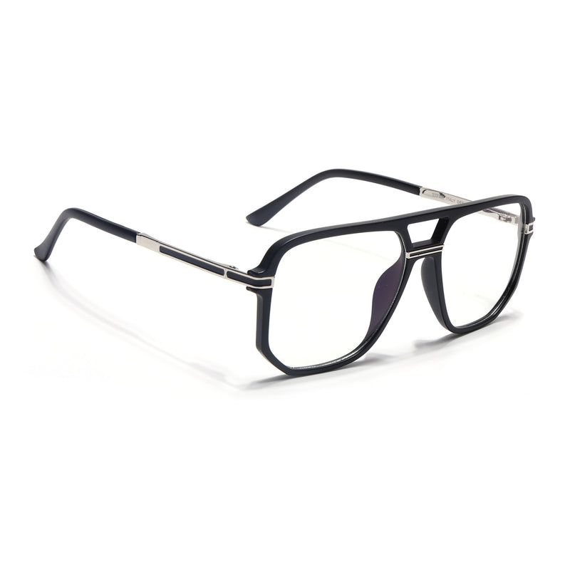 EyeJack Titex Matt Black & Silver Wayfarer Eyeglasses for Men & Women (18904CL270-C1)