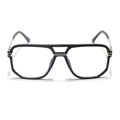EyeJack Titex Matt Black & Silver Wayfarer Eyeglasses for Men & Women (18904CL270-C1)