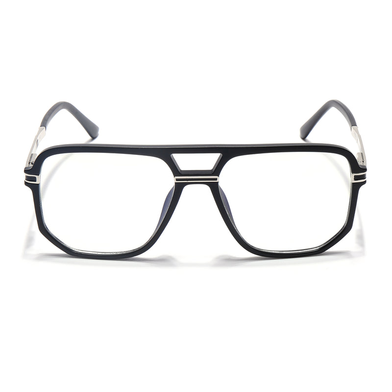 EyeJack Titex Matt Black & Silver Wayfarer Eyeglasses for Men & Women (18904CL270-C1)