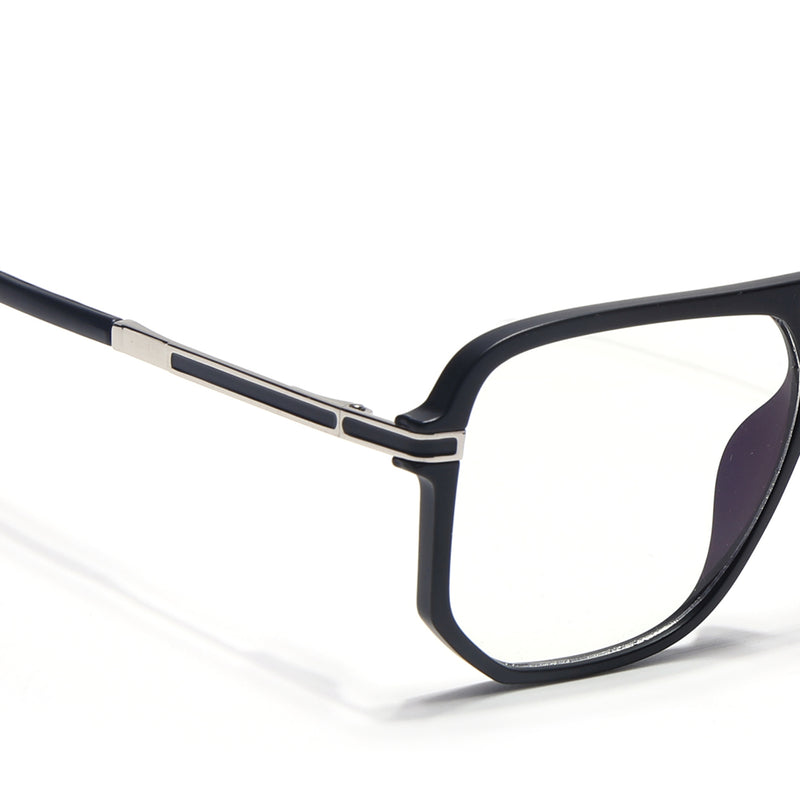 EyeJack Titex Matt Black & Silver Wayfarer Eyeglasses for Men & Women (18904CL270-C1)