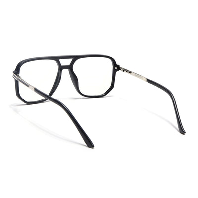 EyeJack Titex Matt Black & Silver Wayfarer Eyeglasses for Men & Women (18904CL270-C1)