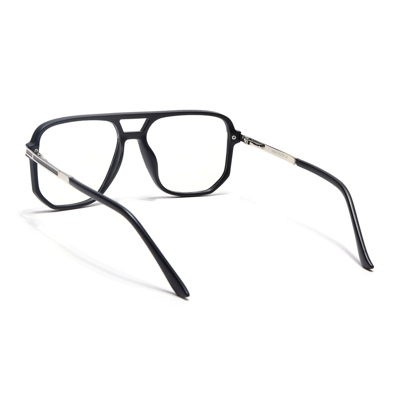 EyeJack Titex Matt Black & Silver Wayfarer Eyeglasses for Men & Women (18904CL270-C1)