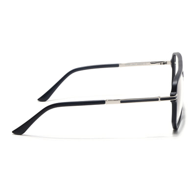EyeJack Titex Matt Black & Silver Wayfarer Eyeglasses for Men & Women (18904CL270-C1)