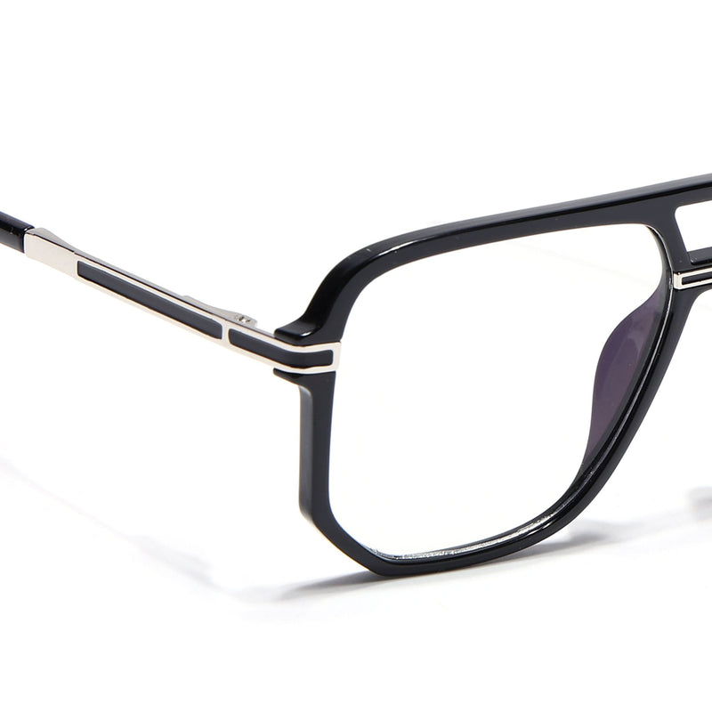 EyeJack Titex Shine Black & Silver Wayfarer Eyeglasses for Men & Women (18904CL271-C2)