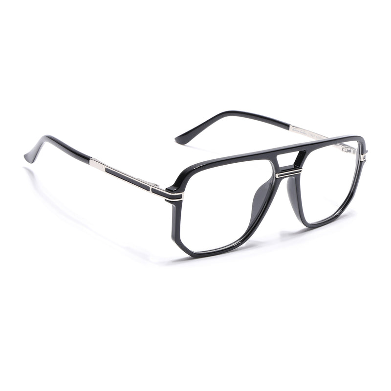 EyeJack Titex Shine Black & Silver Wayfarer Eyeglasses for Men & Women (18904CL271-C2)