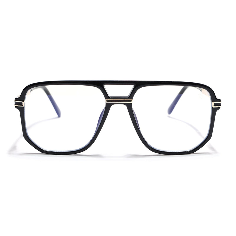 EyeJack Titex Shine Black & Golden Wayfarer Eyeglasses for Men & Women (18904CL272-C3)