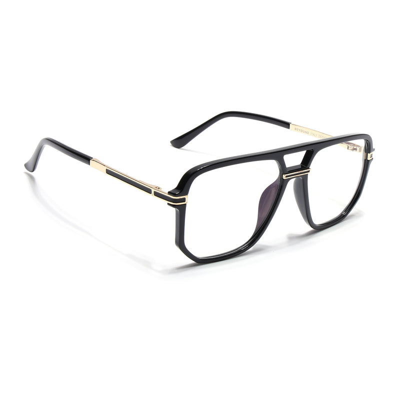 EyeJack Titex Shine Black & Golden Wayfarer Eyeglasses for Men & Women (18904CL272-C3)