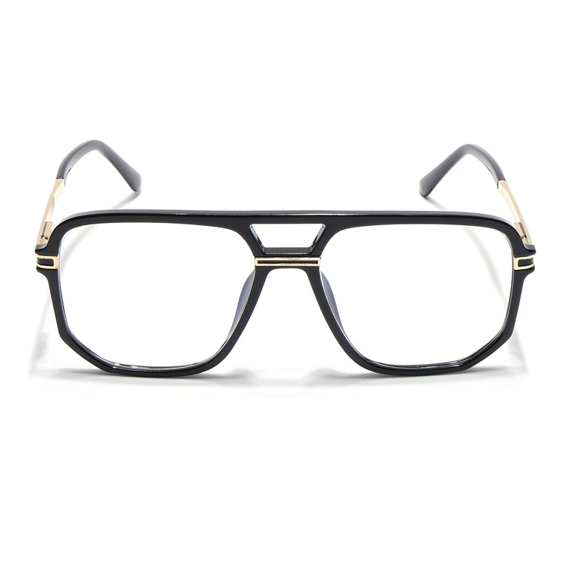 EyeJack Titex Shine Black & Golden Wayfarer Eyeglasses for Men & Women (18904CL272-C3)