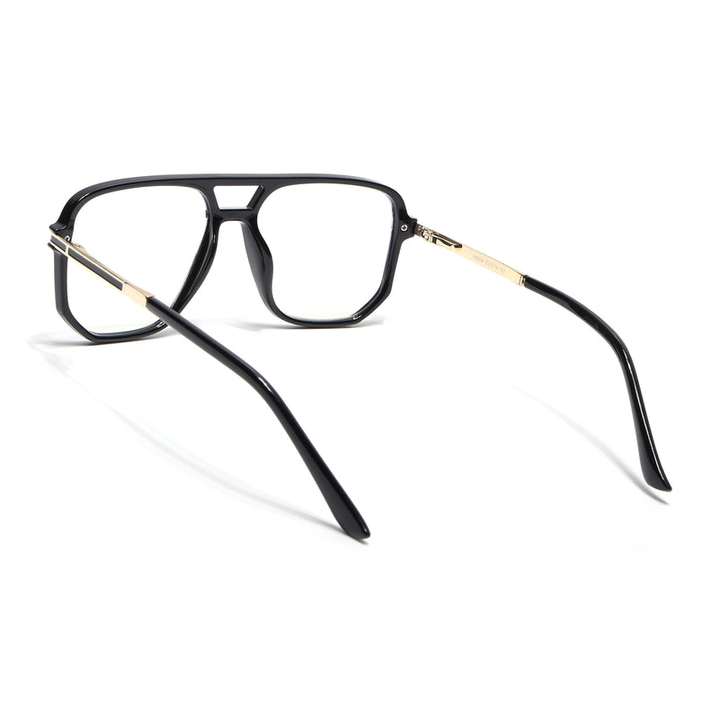 EyeJack Titex Shine Black & Golden Wayfarer Eyeglasses for Men & Women (18904CL272-C3)