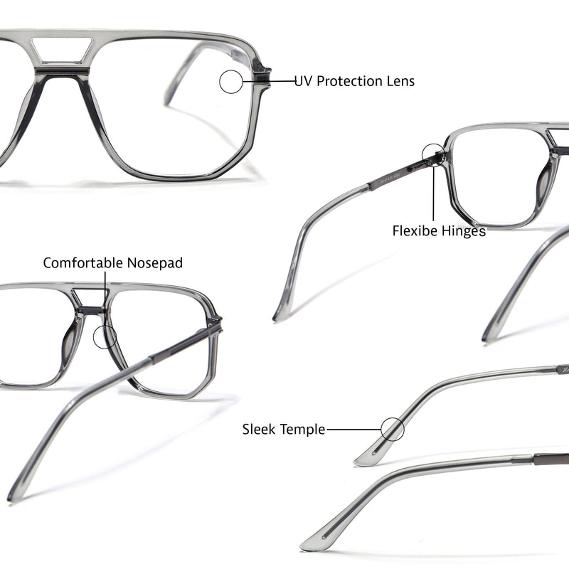 EyeJack Titex Shine Grey Wayfarer Eyeglasses for Men & Women (18904CL274-C5)