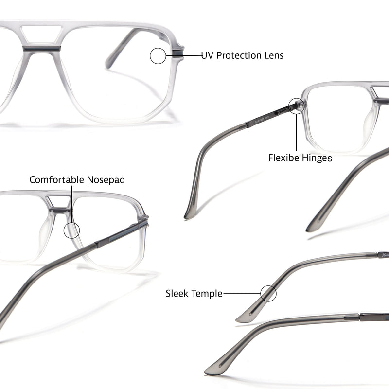 EyeJack Titex Matt Grey Wayfarer Eyeglasses for Men & Women (18904CL275-C6)