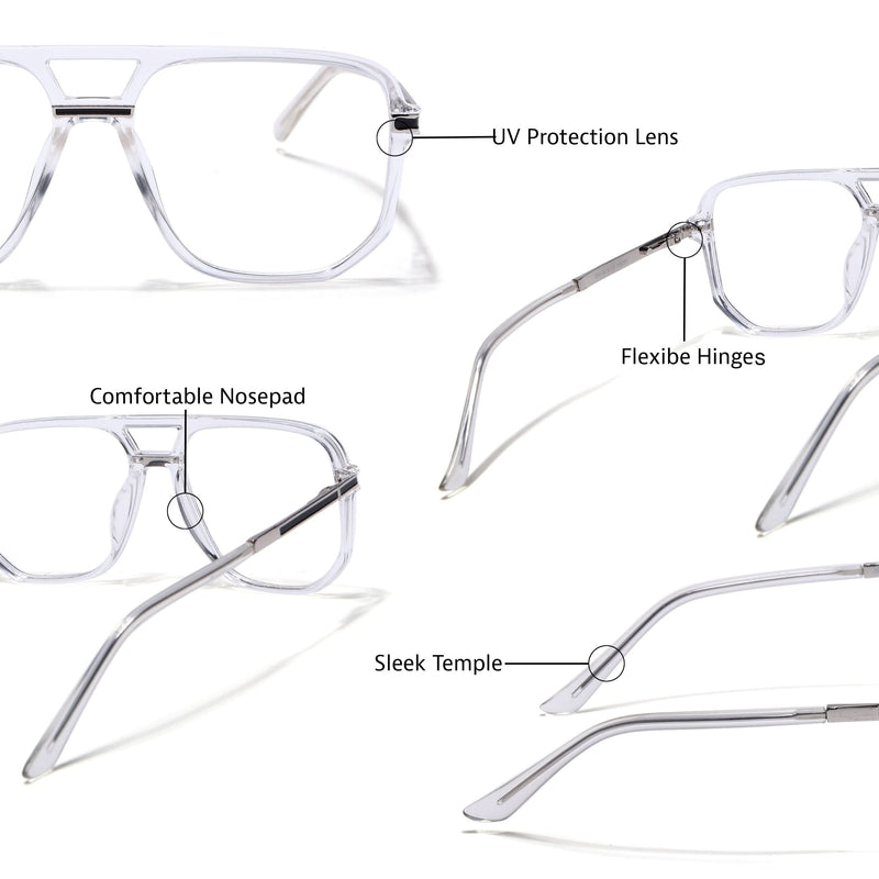 EyeJack Titex Transparent Wayfarer Eyeglasses for Men & Women (18904CL276-C7)