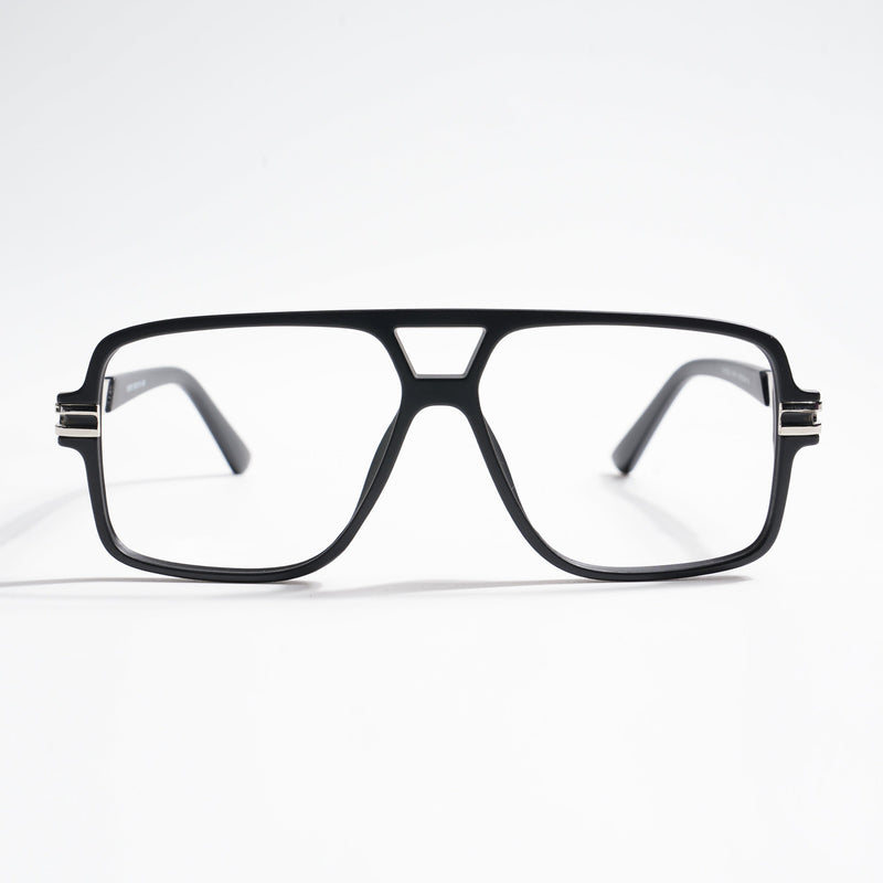 EyeJack Titex Matt Black & Silver Wayfarer Eyeglasses for Men & Women (18905CL281-C1)