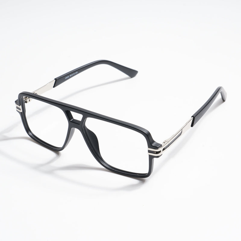 EyeJack Titex Matt Black & Silver Wayfarer Eyeglasses for Men & Women (18905CL281-C1)
