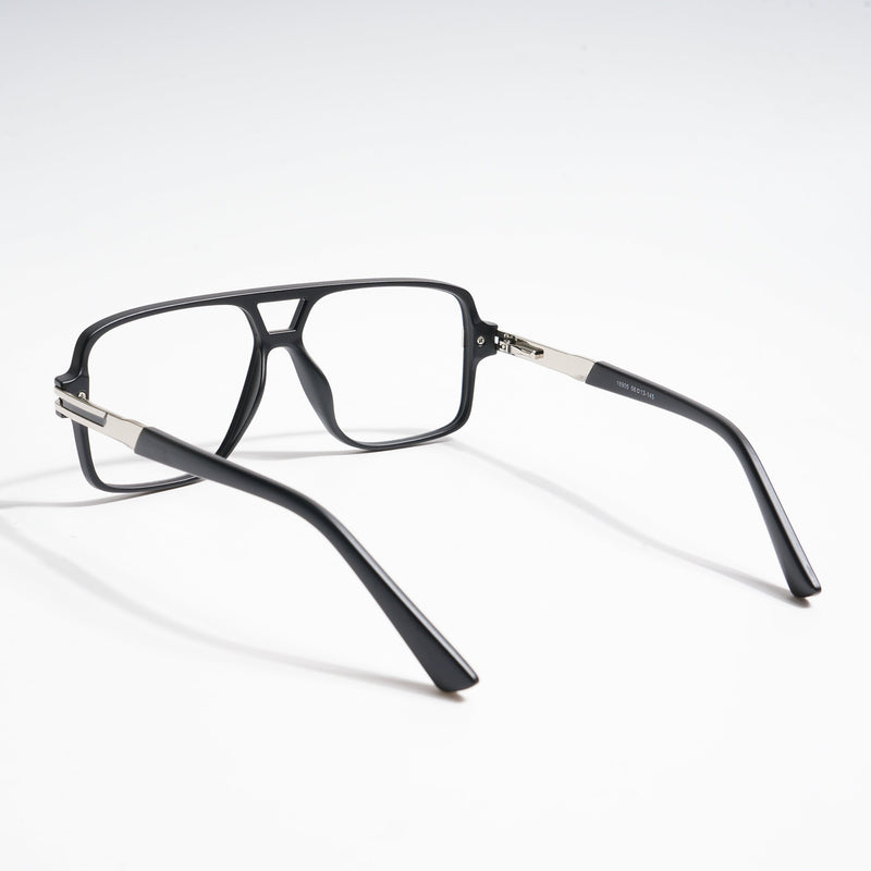 EyeJack Titex Matt Black & Silver Wayfarer Eyeglasses for Men & Women (18905CL281-C1)